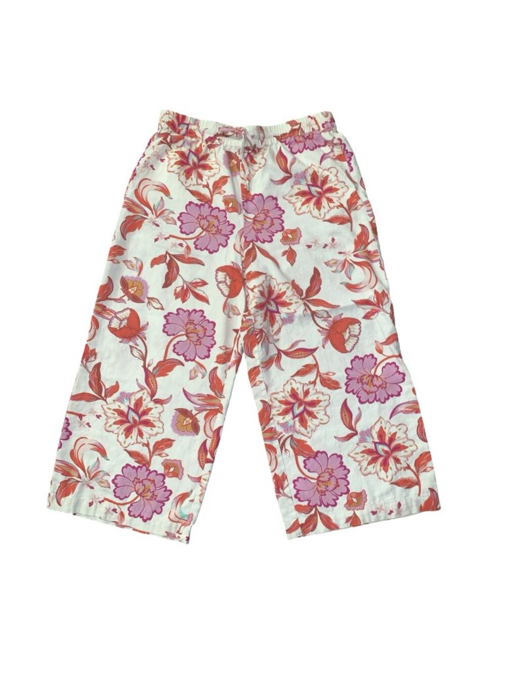 Laundry by Shelli Segal linen/viscose blend Floral Wide Leg pants ladies size M